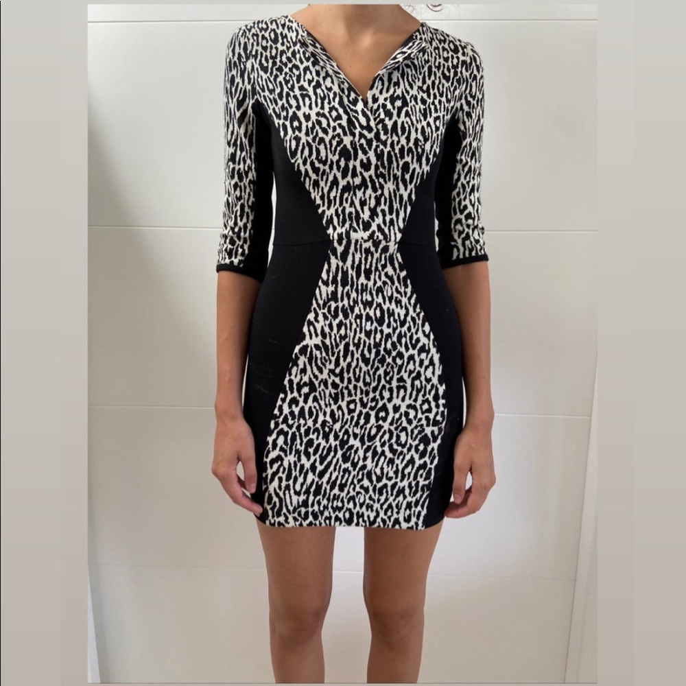 Black Halo leopard print dress